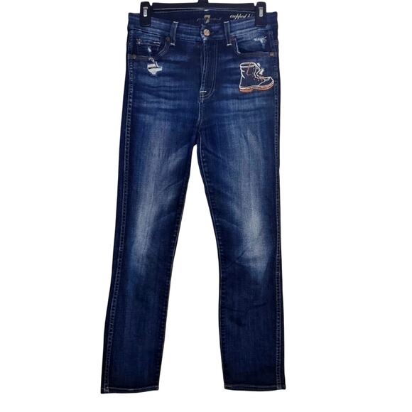 7 For All Mankind Vintage High Waist Cropped Straight Jeans Size 26 0119 - Picture 1 of 10